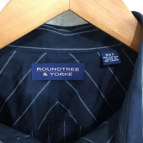 Roundtree & Yorke Tall Man Men's 3XT Black Striped Shirt - Picture 4 of 5